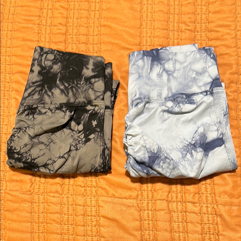 Women’s Tie-Dye Leggings Set - Black and Blue